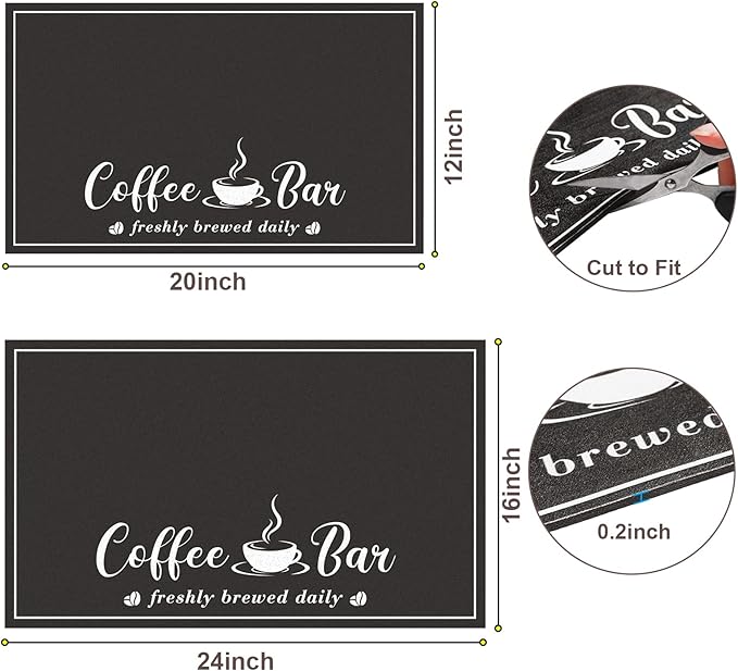 Absorbent Coffee Mat, Fashion Dish Drying Mat for Kitchen Counter Coffee Bar Accessories Espresso Machine Dish Rack 16" x 24" Black