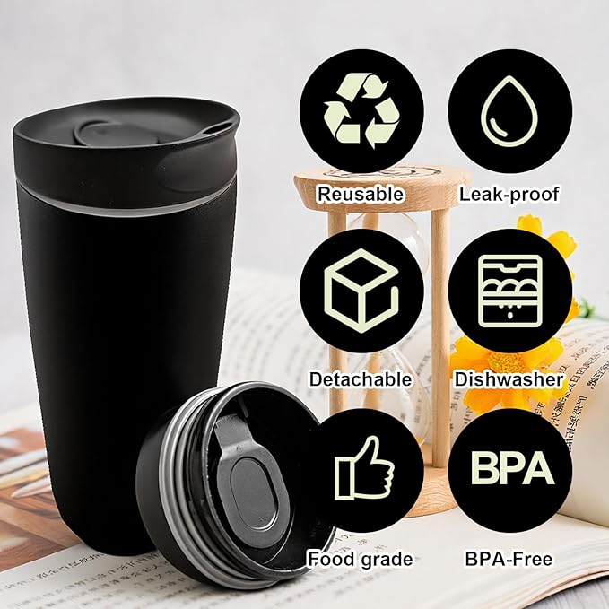 Replacement Slider Lid for Owala SmoothSip 20oz & 12oz, Top Cover Compatible with Owala 24oz Coffee Tumbler, Coffee Travel Mugs Leakproof Accessories, BPA-Free (Black)