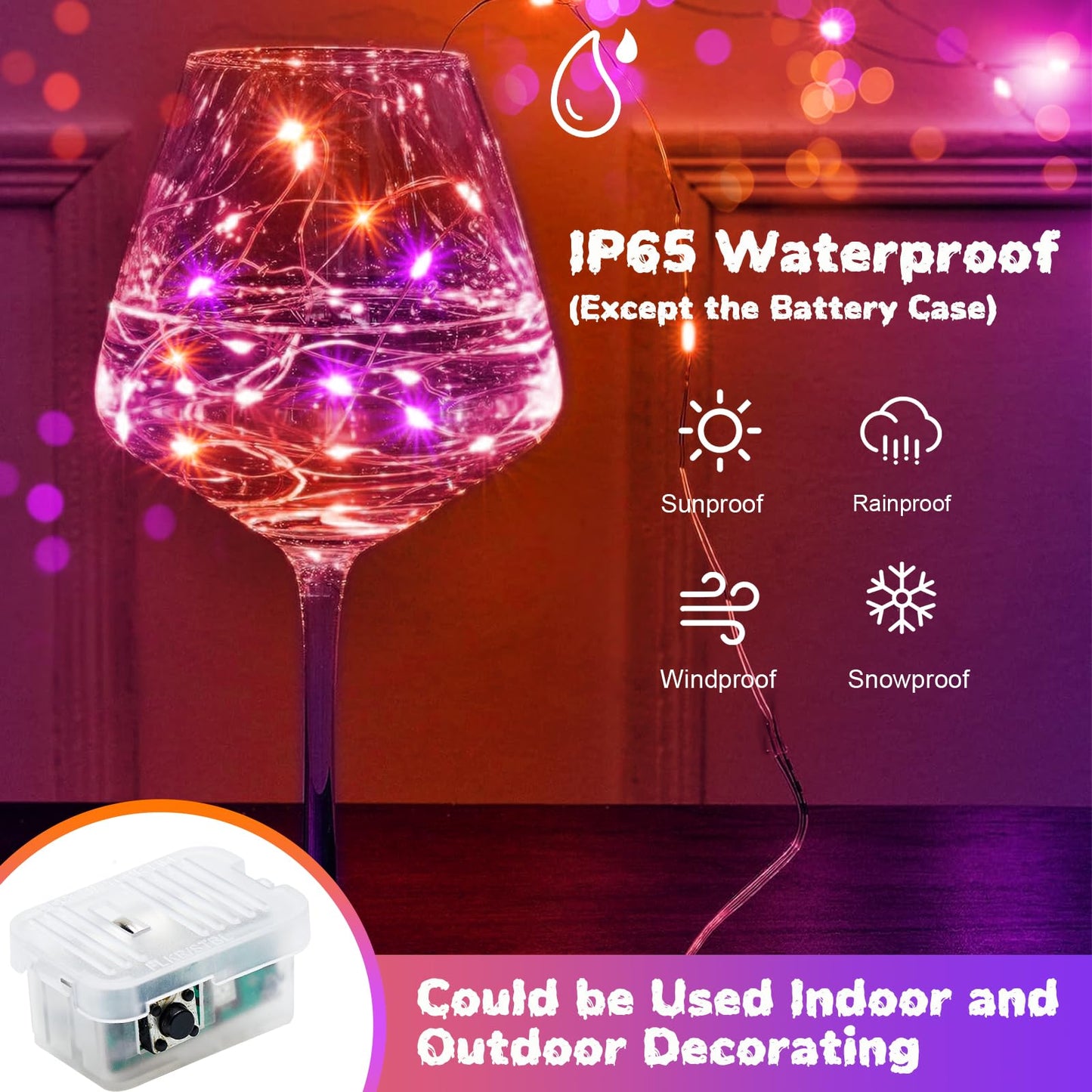 ZGWJ 24 Pack Halloween Fairy Lights, 7ft 20 Mini LED, Battery Operated, Waterproof, Orange & Purple, Model D2-2MXD-24JZ
