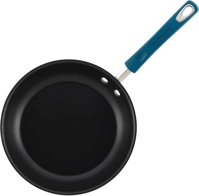Rachael Ray Brights Nonstick Cookware Pots and Pans Set, 10 Piece, Marine Blue