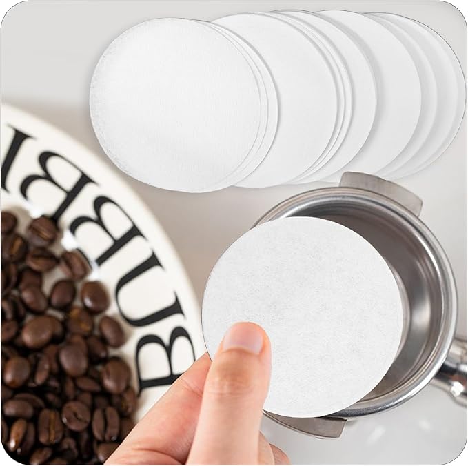 100PCS 53mm Espresso Paper Filters - Unbleached Coffee Filter Papers for Portafilter Baskets, Puck Screen Protection Compatible with Most Espresso Machines