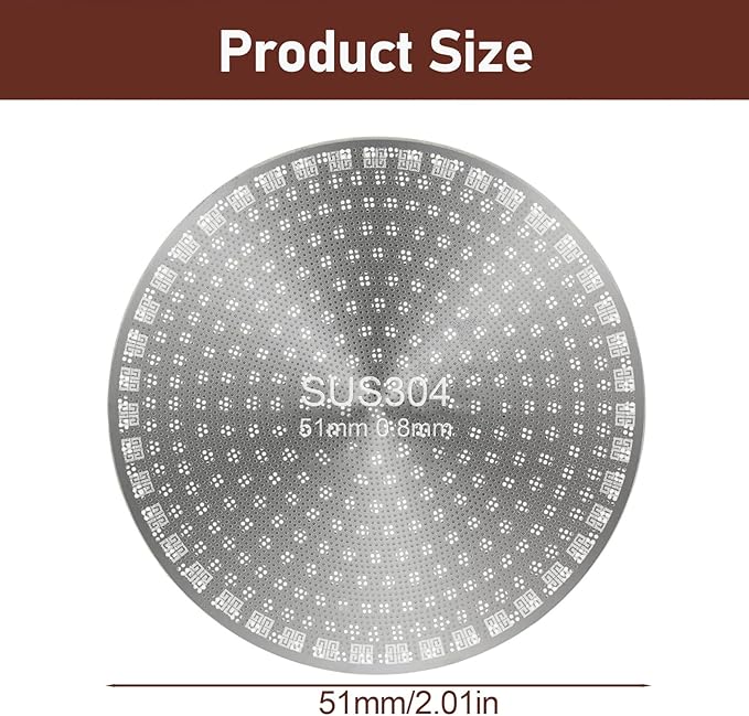 2 Pack 51mm Espresso Puck Screens, 1.7mm Thick 150μm Stainless Steel Coffee Filter Plates, Reusable Lower Shower Screens for 51mm Portafilter Baskets, Anti-Channeling Barista Tools
