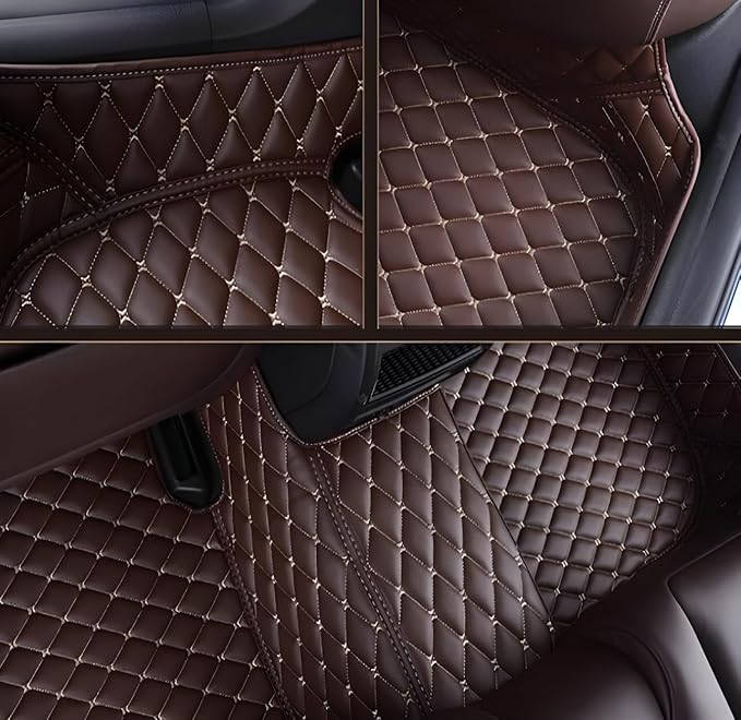 Customize Car Floor Mats for 99% Sedan SUV Sports Car All Weather Leather Full Coverage Waterproof Non-Slip Vehicle Lining Pads (Black Blue Splicing)