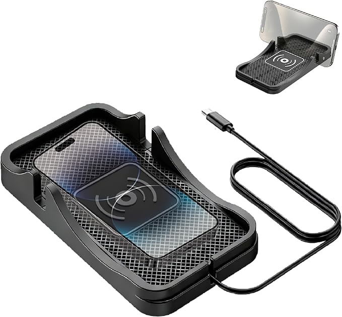 Non Slip Wireless Charger Mat for Mazda CX-3 CX-5 CX-30 CX-50 CX-7 CX-9 CX-70 CX-90 MX-30 Tribute 2001-2026, Type-C/USB Car Wireless Charger Non-Slip Phone Charging Wireless Car Charger