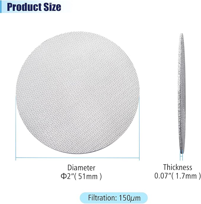 2pcs Espresso Puck Screen 1.7mm Thickness Reusable Barista Stainless Steel Coffee Filter Mesh Plate for Coffee Portafilter Filter Basket (51mm, 150μm)