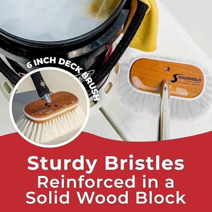 Shurhold 950 6" Deck Brush with Extra Stiff White Polypropylene Bristles