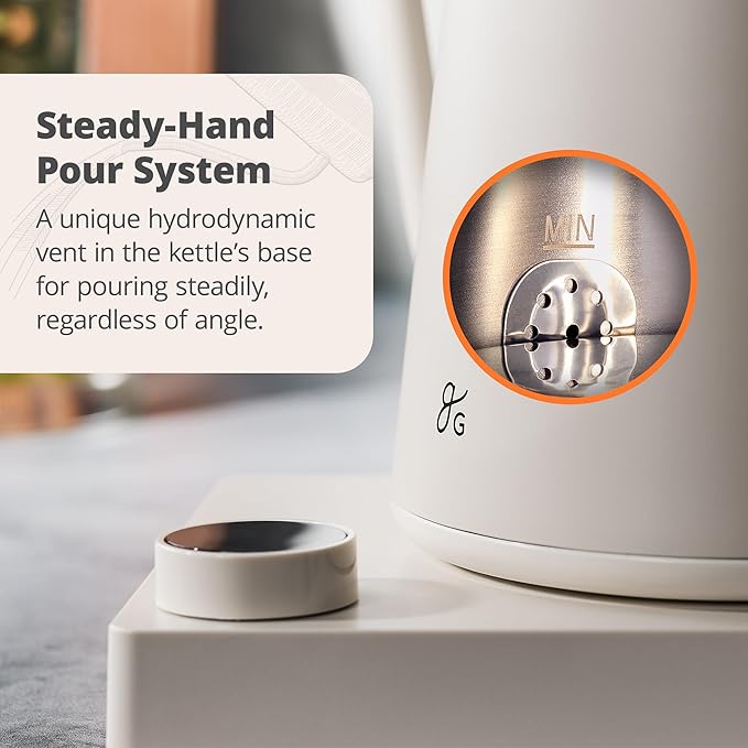 Greater Goods Electric Gooseneck Kettle and Coffee Scale, Designed in St. Louis, Birch White