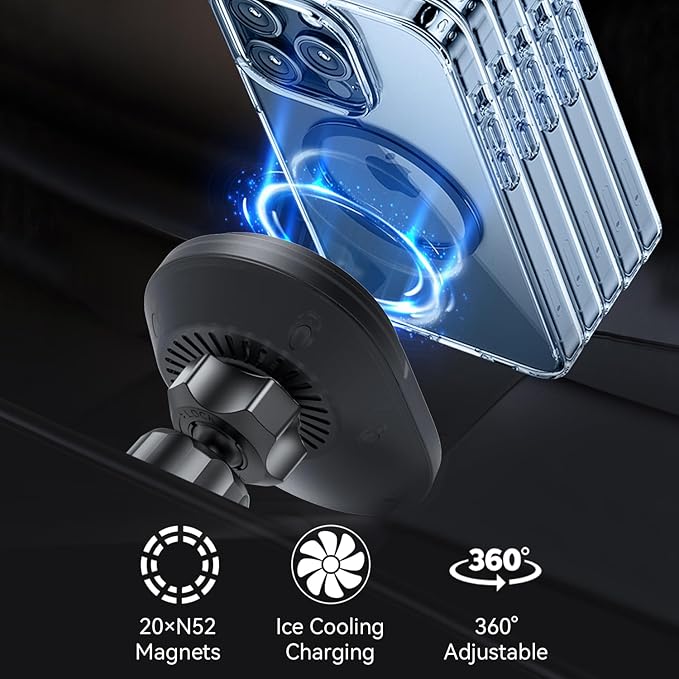 for MagSafe Civic Mount Charger, Exclusive fits for 2022-2026 Honda Civic (Not for Accord/CR-V/HR-V), for iPhone 17/16/15/14/13/12/Mini Series, Intelligent Heat Dissipation Fast Charging 15W