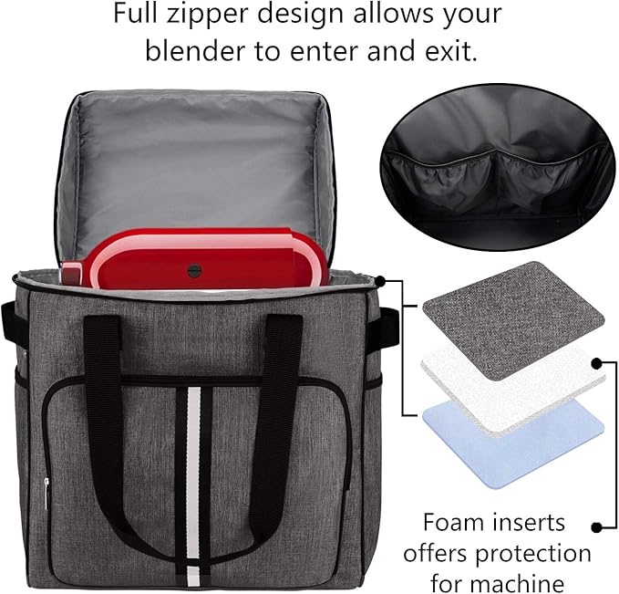 BAGLHER Heavy Duty Kitchen Mixer Cover for 4.5-5 Quart Stand Mixers, 2-in-1 Shoulder & Hand Carrying Case with Accessory Pockets (14”x9”x15”, Grey)