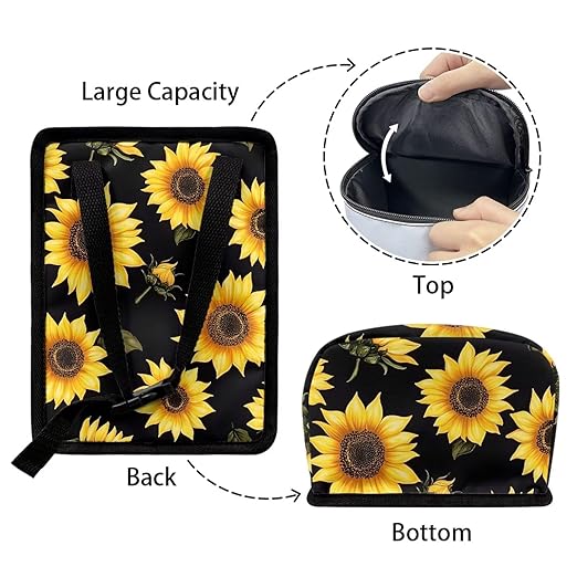 Car Trash Can with Lid Cars Trash Bag Bin Hanging Garbage Cans Leak Proof Vehicle Trash Can Multipurpose Storage Container, Sunflower Pattern