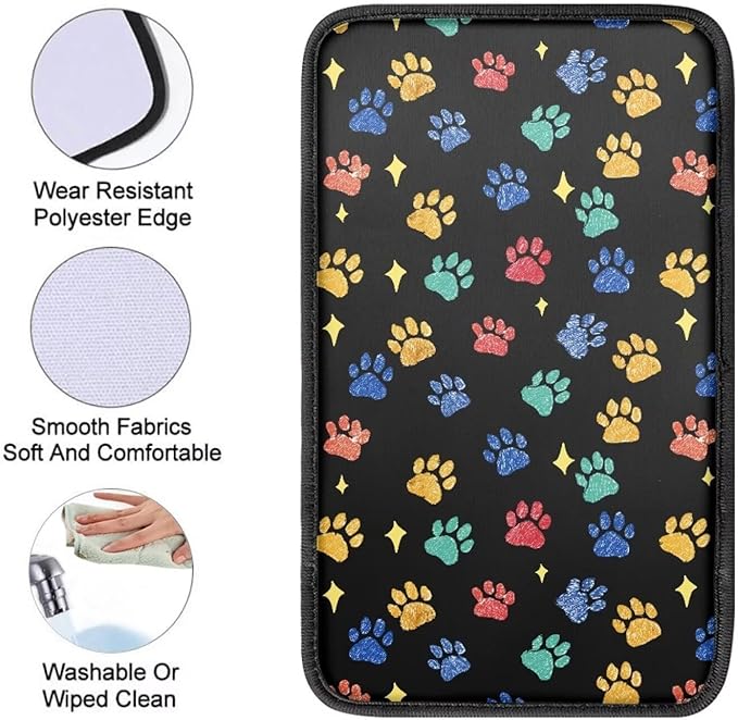 Horeset Colorful Paw Center Console Armrest Cover Anti-Scratch Automobile Decor, Car Armrest Seat Box Cover Easy to Install