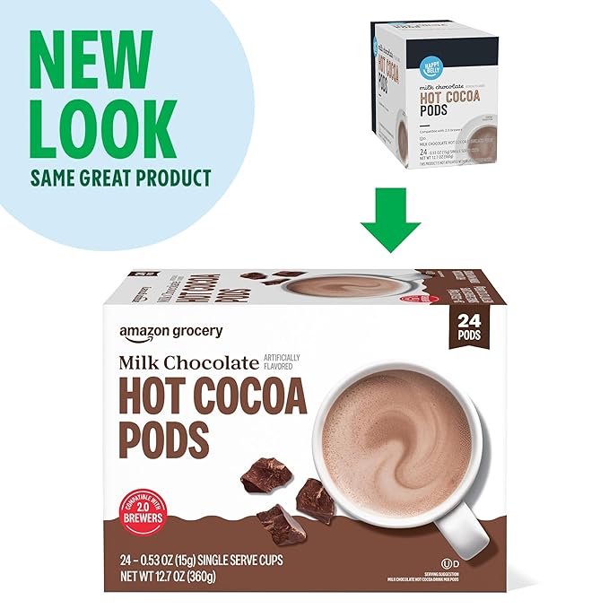 Happy Belly Hot Cocoa Pods, Milk Chocolate, 24 Count
