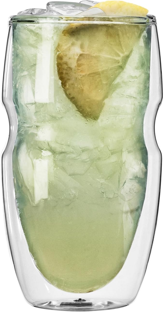 Ozeri Serafino Double Wall Insulated Iced Tea and Coffee Glasses, 16-Ounce, Set of 2