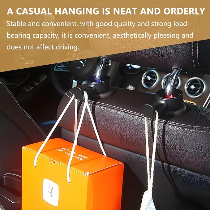 HZEL 2PCS Car Headrest Hidden Hook, 360° Rotation Vehicle Seat Hanger for Purse Backpack Cloth, Auto Interior Head Rest Storage Organizer Accessories, Universal for SUV Sedan Truck (Red)