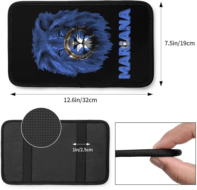 Vintage Mariana Flag Lion Head Auto Center Console Armrest Cover Car Handrail Box Cushion Pad Mat Universal Fit Most Vehicle Sedan Truck SUV Soft Comfort Decor Accessories