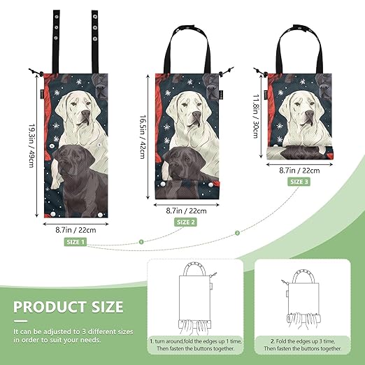ALAZA Hanging Car Trash Bags Garbage Bag Trash Can for Back Seat Small Dog Colorful Washable Storage Bag Retractable 2 Pack