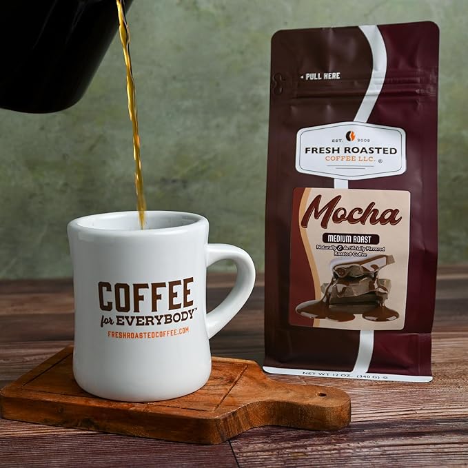 Fresh Roasted Coffee, Mocha Flavored Coffee, 12 oz, Medium Roast, Kosher, Ground