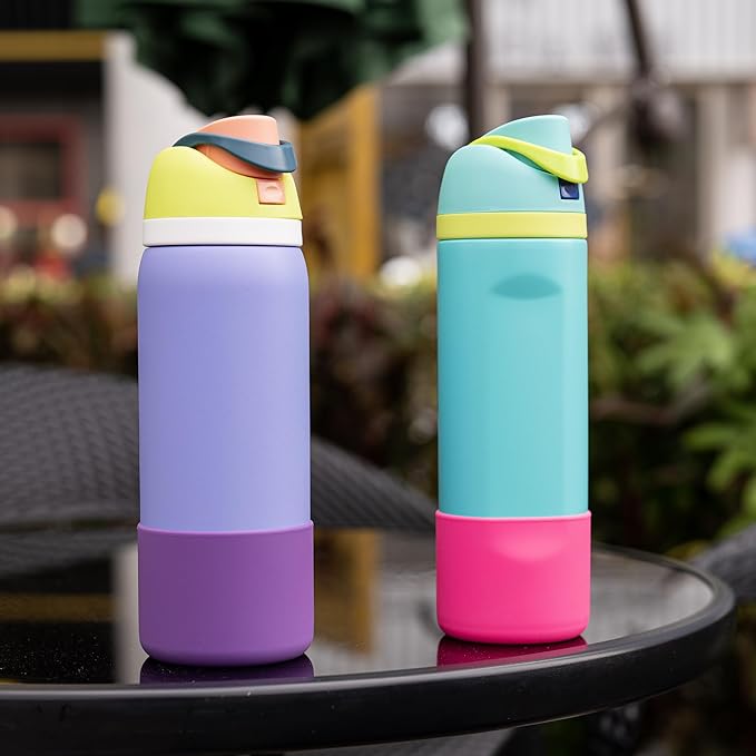 Silicone Water Bottle Boot for Owala 24 oz 32 oz 40 oz, Anti-Slip Protective Sleeve for Owala Twist & FreeSip & Flip Stainless Steel Water Bottle, Boot Bottom Base(Glitter Purple)