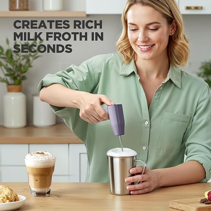 Single Serve Coffee Maker with Built-in Detachable Milk Frother, Iced and Hot Coffee Machine for K Cup & Grounds, 40oz Removable Water Reservoir, 6 Cup Sizes, Fits 7.3" Travel Mug, Purple