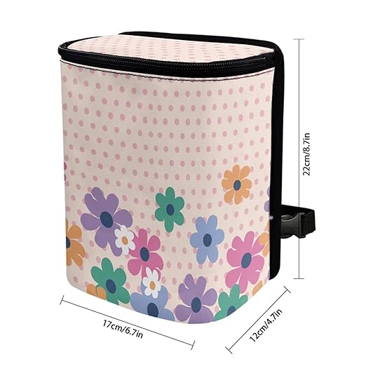 Cute Groovy Flower Butterfly Car Trash Can Bin Interior Accessory Large Capacity Auto Garbage Bin for SUV Truck，Garbage Container Bin