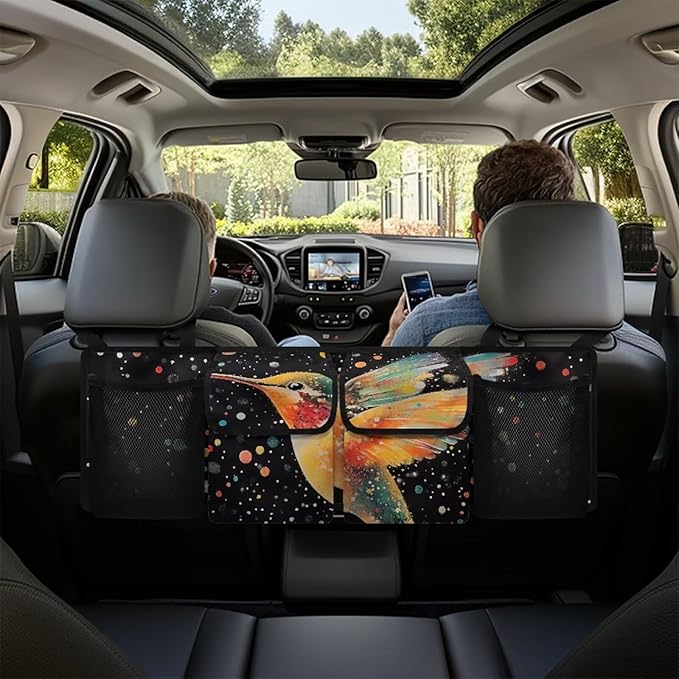 Hummingbird Car Trunk Organizer & Backseat Hanging Organizer with 2 Large Storage Bag & 2 Mesh Pockets,Trunk and Backseat Organizer for SUVs & RVs,37.01x11.81 inch