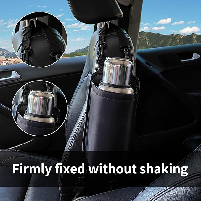 1 Pcs Black Cup Holder Large Cup Holder, Car Water Bottle Holder Bag, Hanging Anti-Drop Seat Car Seat Side-Hanging Storage Bag, Car Water Cup Storage Bag for Most Car Models
