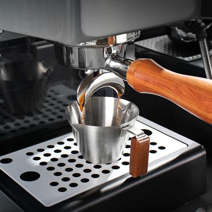 DIBTSA 58mm Portafilter Compatible with Gaggia, Double Spouts 2 Ears, with 304 Stainless Steel Reusable Filter Basket and Wood Handle, Espresso Machine Replacement Parts