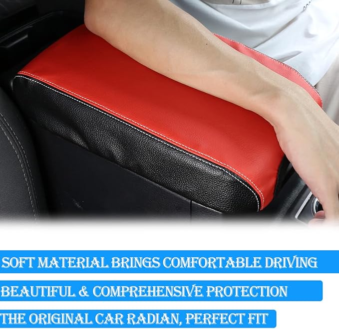 CHEAYAR Leather Car Auto Center Console Armrest Cushion for Toyota Tacoma Accessories 2016-2018 2019 2020 American Flag (Red and Black-Leather)