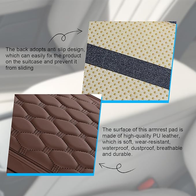 Car Center Console Cover, Leather Vehicle Armrest Cover Cushion with 2 Storage Bags, Automotive Interior Arm Rest Seat Box Pad Accessories, Universal for SUV Sedan Truck (Coffee)