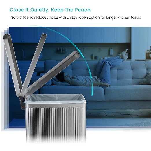 Home Zone Living 12 Gallon Kitchen Trash Can with Slim Fit Design