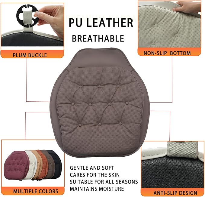 ontto Cooling Car Seat Cushions,Universal Auto Front Bottom Seat Cover for Most Vehicles,PU Leather Seat Protector Refreshing and Non-Slip Seat Pad,Dark Brown(2 PCS)