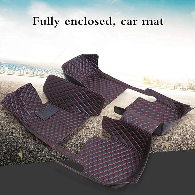 Custom Fit Car Floor Mats - Full Coverage Automotive Leather Floor Liners for Most Vehicles by MingyunSM (Black & Coffee)