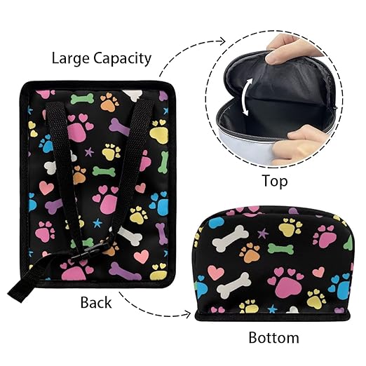 Colorful Dog Paw Print Car Trash Can Leak Proof Vehicle Trash Can for SUV Truck Van Easy to Install Automotive Garbage Cans Fashion Interior Accessories Universal Fit Most Cars SUV