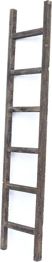BarnwoodUSA Rustic Farmhouse Decorative Ladder - Our 6 ft Ladder can be Mounted Horizontally or Vertically and is Crafted from Upcycled Wood | No Assembly Required | Black