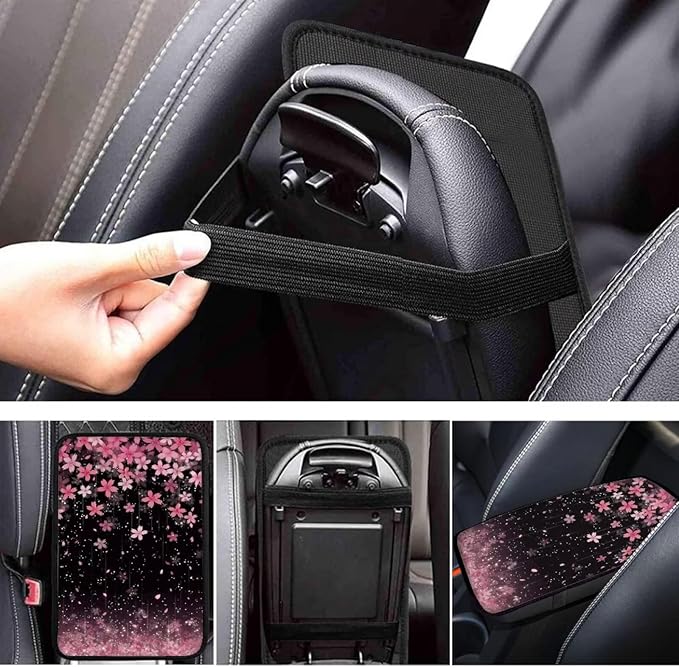 Flowering Cherry Print Universal Center Console Cover Armrest Cover for Car SUV,Fashion Car Arm Rest Cover Pad for Women