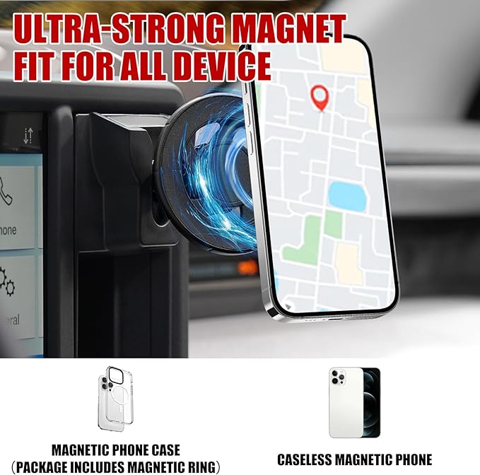 Mabett Magnetic Phone Holder Cubby Insert for Ford Maverick 2022-2024 Accessories, Dash Mount Storage Box Kit (Phone Holder)