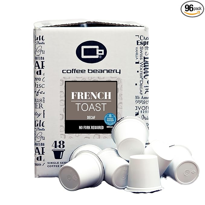 French Toast Decaf Coffee Pods by Coffee Beanery | 96ct Bulk Flavored Decaf Coffee Pods Medium Roast Coffee Pods| 100% Specialty Arabica Coffee| Gourmet Coffee Pods