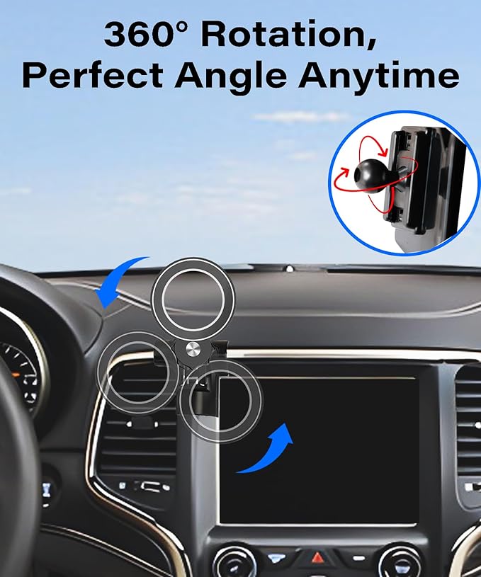 Magnetism Car Phone Holder for Jeep Grand Cherokee 2014-2018 Accessories Compatible with MagSafe Hands-Free 360 Degree Rotation Adjustable Cell Phone Mount Does Not Affect Air Vent