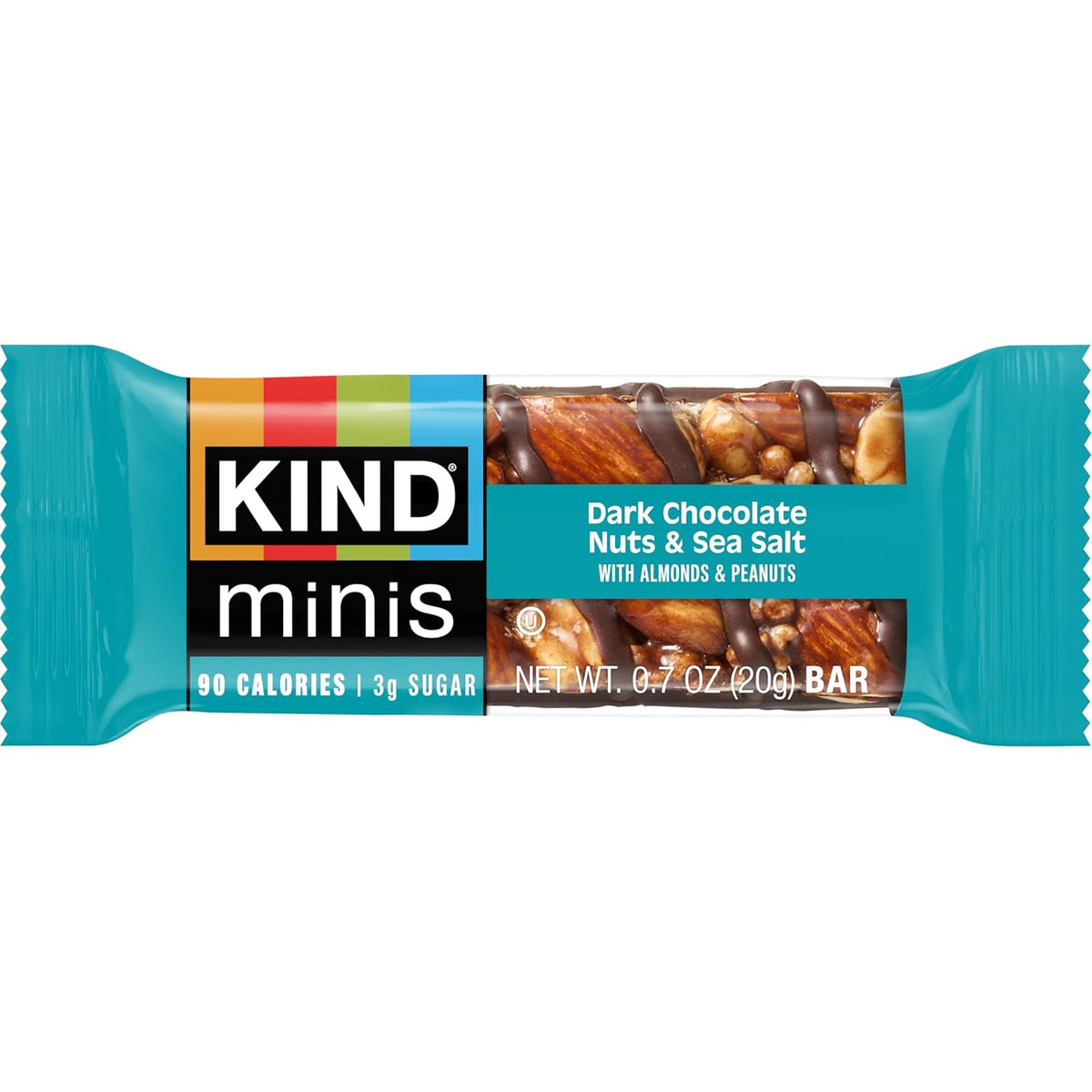 KIND Mini Snack Bars, Dark Chocolate Nuts & Sea Salt, Gluten Free, Low Sugar, Low Calorie Snacks, 10 Count