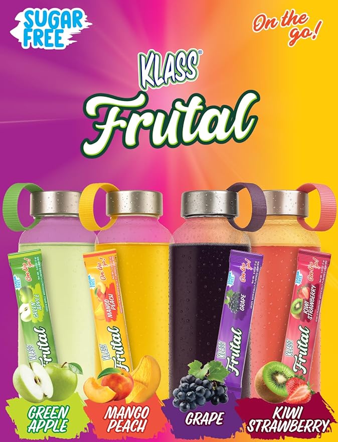 Arbol Frutal Powdered Drink Mix Variety Pack: Green Apple, Mango Peach, Grape, and Kiwi Strawberry (30 Stick Packs) - Frutal On-The-Go!