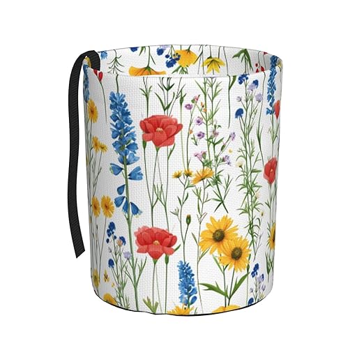 Summer Wildflower Car Trash Can Garbage Cans Foldable,Cute Hanging Car Organizer and Storage Bag Leak Proof, Auto Back Seat Trash Bin Universal for Truck, SUV, Outdoor Travel