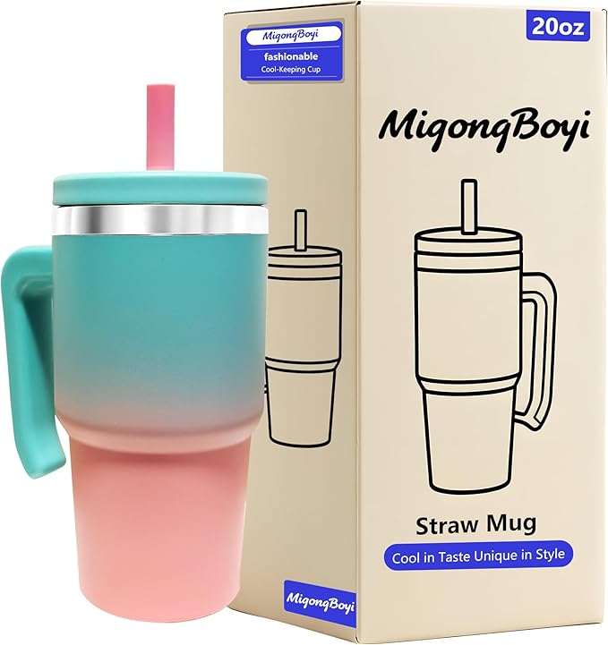 20-OZ Insulated Water Bottle,Insulated Stainless Steel Tumbler,Reusable Cold Drink Thermos,BPA-Free, Double-Wall Stainless Steel Water Bottle (Pink Blue Gradient, 20, Fluid Ounces)