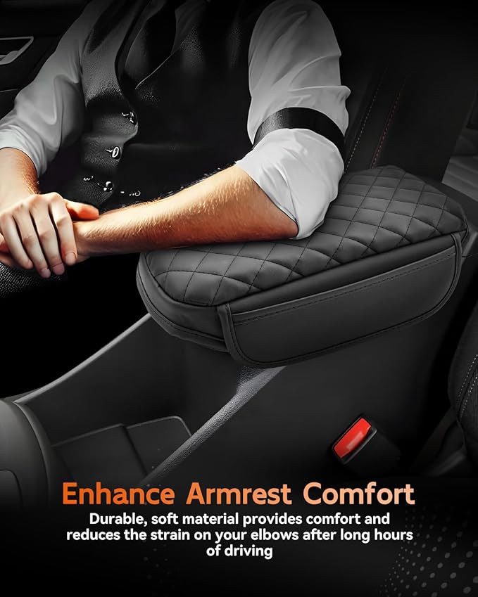 CDEFG for Chevrolet Trax 2024-2025 2026 Center Console Cover Armrest Box Cover for Chevy Trax (LS, 1RS, LT, 2RS, ACTIV) Accessories Arm Rest Protector Leather Checkered Padded Side Pocket