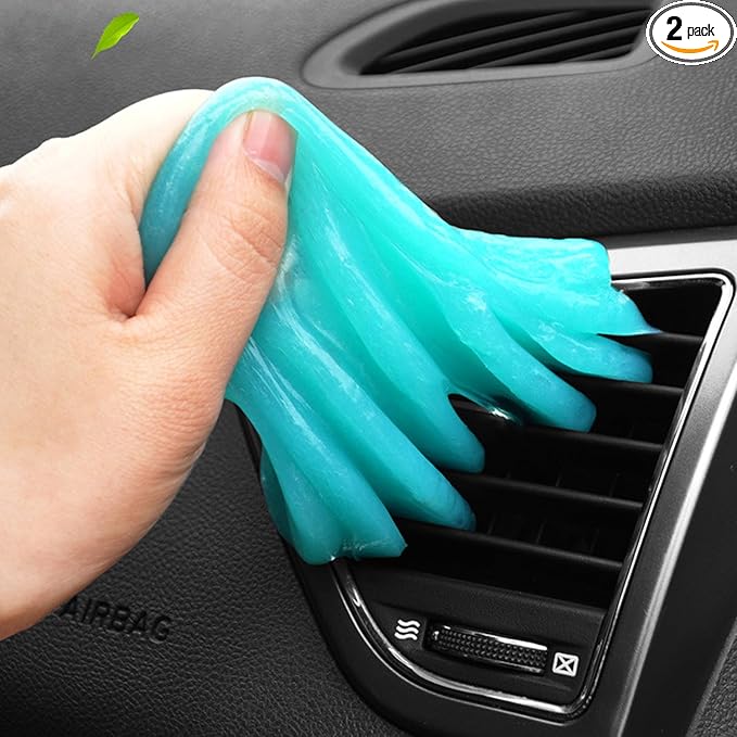 Car Cleaning Gel Putty,Reusable,Portable,and No-Clean Formula for Car Interior,Appliances,Keyboards and Furnitures Cleaning, 160g,2 Cans,Blue