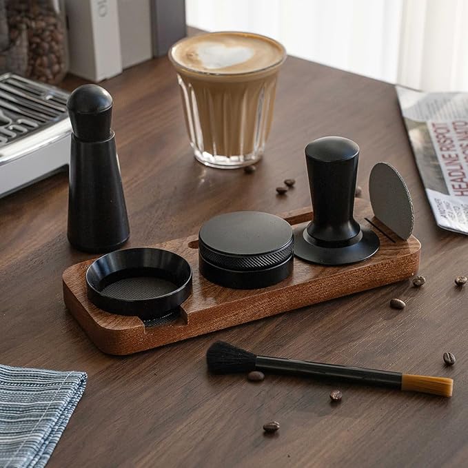 7 PCS Espresso Accessories Kit, Espresso Tamping Station, Coffee Tamper, Coffee Distributor, WDT Tool, Puck Screen, Dosing Funnel, Cleaning Brush, Barista Tools Set (51mm)