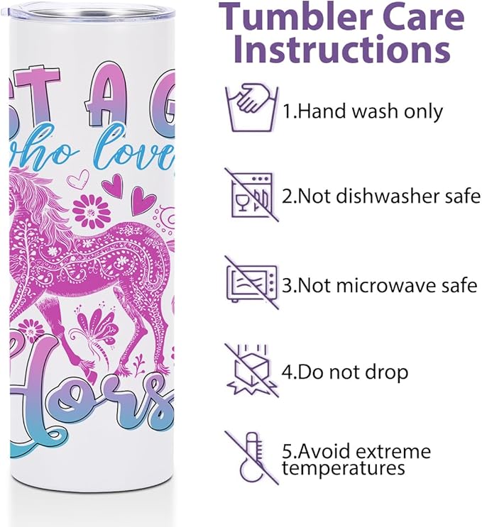 Horse Gifts, 20 Oz Straight Skinny Tumblers, Stainless Steel Tumbler, Double Wall Vacuum Travel Mug, Horse Stuff Animal Coffee Cup, Insulated Coffee Mug Thermal Cup for Home, Office, Outdoor