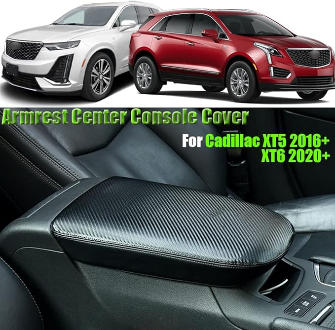 BOYOUS Car Armrest Cover Waterproof Center Console Pad Covers Scratch Resistance Leather Protector Interior Decoration Accessories Fit For Cadillac XT5 2016-2025 XT6 2020-2025（Carbon Fiber）