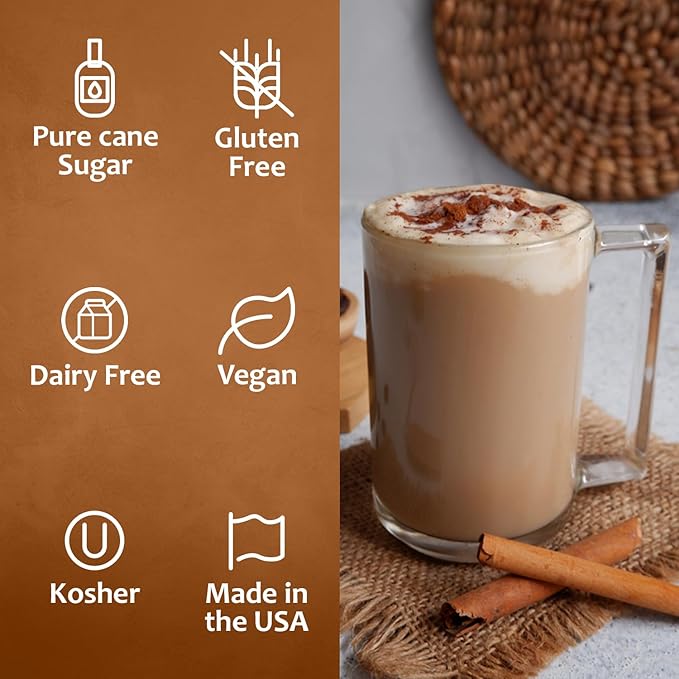 Syruvia Coffee Syrup, Cinnamon Dolce Flavored Syrup for Drinks, Lattes, and Desserts – 25.4 fl oz