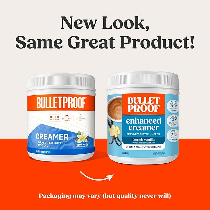 Bulletproof French Vanilla Creamer, 14.8 Ounces, Keto Coffee Creamer with MCT Oil and Grass-Fed Butter (Pack of 2)