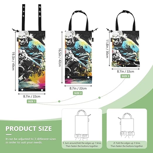 ALAZA Hanging Car Trash Bags Garbage Bag Trash Can for Back Seat Small Ice Hockey 1 Washable Storage Bag Retractable 2 Pack